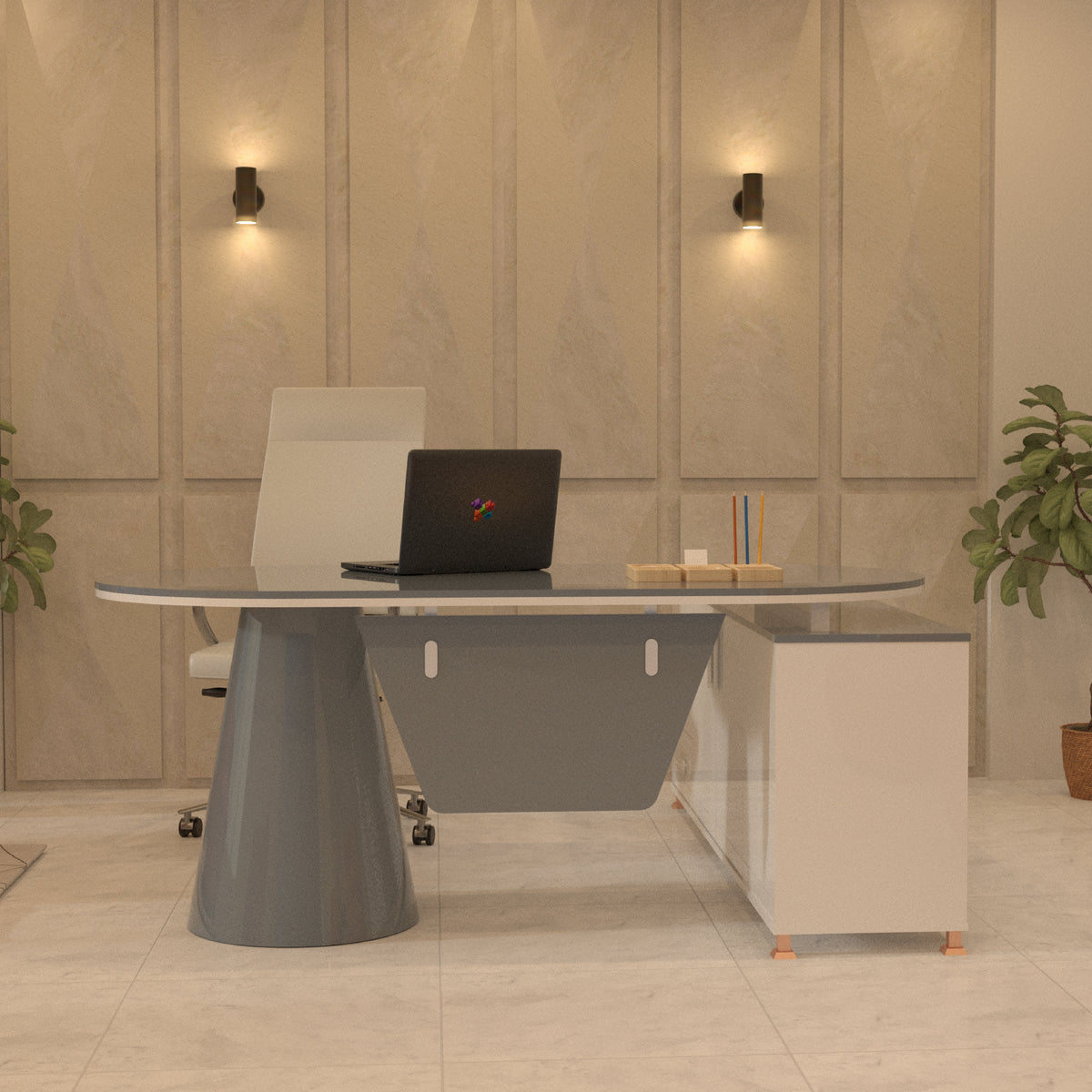 Sycone Executive Desk - Lunar Furniture
